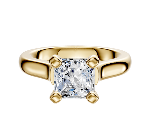 18K Yellow Gold 4 Prong Cathedral Dome 3.0mm Engagement Ring