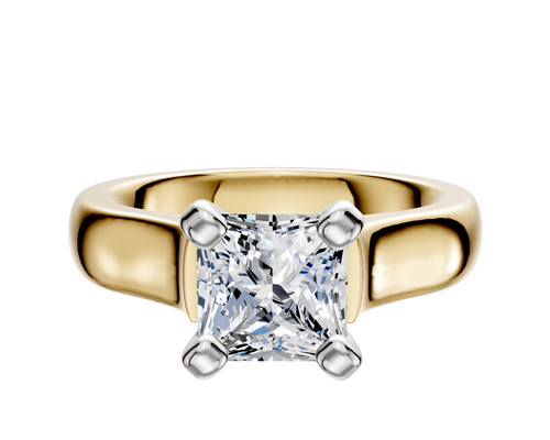 14K Two Tone 4 Prong Cathedral Dome 4.0mm Engagement Ring