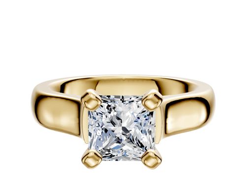 18K Yellow Gold 4 Prong Cathedral Dome 4.0mm Engagement Ring