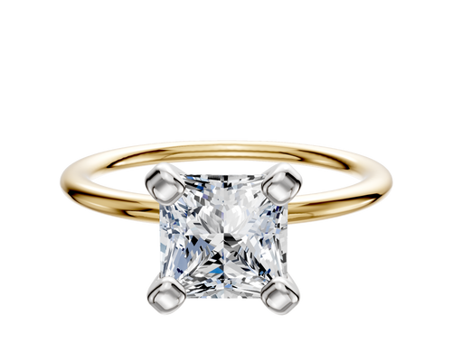 18K Two Tone 4 Prong Classic Dome 1.5mm Engagement Ring