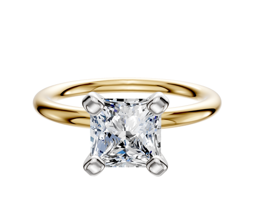 18K Two Tone 4 Prong Classic Dome 2.0mm Engagement Ring