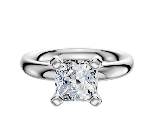 18K White Gold 4 Prong Classic Dome 3.0mm Engagement Ring