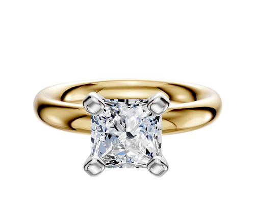 14K Two Tone 4 Prong Classic Dome 3.0mm Engagement Ring