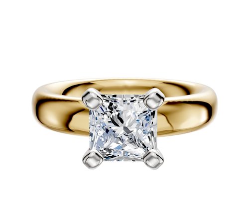14K Two Tone 4 Prong Classic Dome 4.0mm Engagement Ring