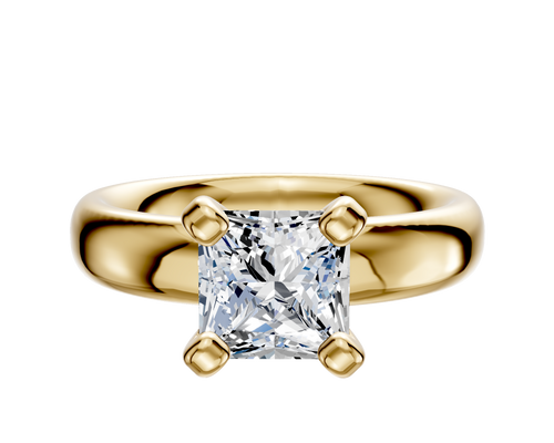 14K Yellow Gold 4 Prong Classic Dome 4.0mm Engagement Ring
