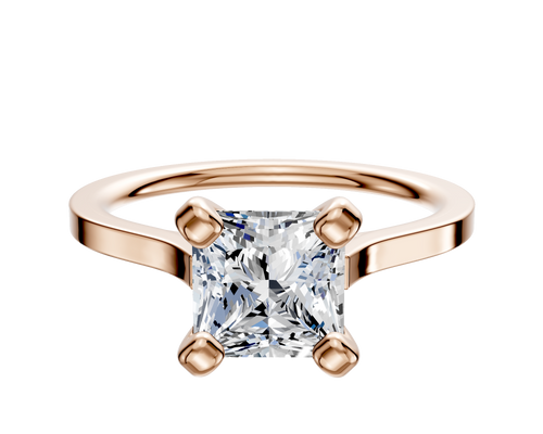 18K Rose Gold 4 Prong Cathedral Flat 1.5mm Engagement Ring