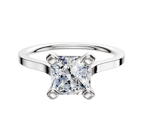 18K White Gold 4 Prong Cathedral Flat 1.5mm Engagement Ring