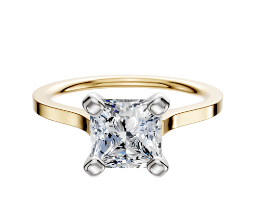 18K Two Tone 4 Prong Cathedral Flat 1.5mm Engagement Ring