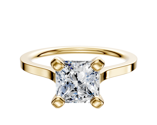 18K Yellow Gold 4 Prong Cathedral Flat 1.5mm Engagement Ring