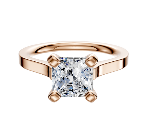 14K Rose Gold 4 Prong Cathedral Flat 2.0mm Engagement Ring