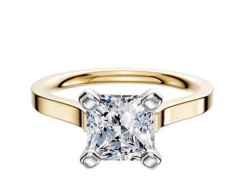 14K Two Tone 4 Prong Cathedral Flat 2.0mm Engagement Ring