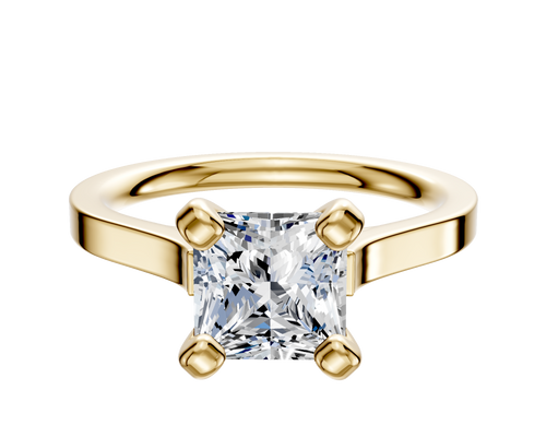 14K Yellow Gold 4 Prong Cathedral Flat 2.0mm Engagement Ring