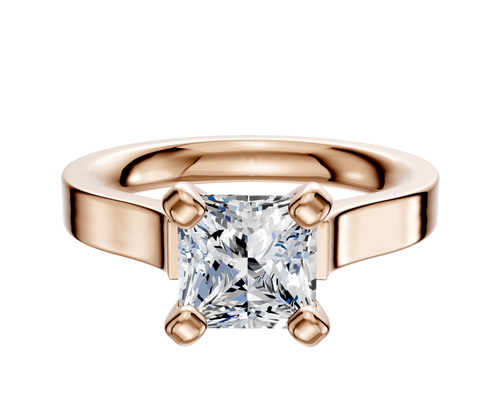 18K Rose Gold 4 Prong Cathedral Flat 3.0mm Engagement Ring