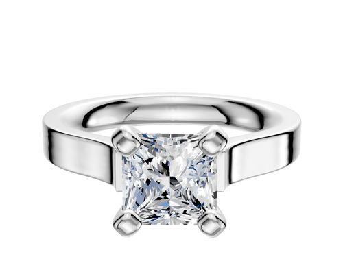 Platinum 4 Prong Cathedral Flat 3.0mm Engagement Ring