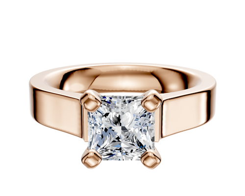 18K Rose Gold 4 Prong Cathedral Flat 4.0mm Engagement Ring