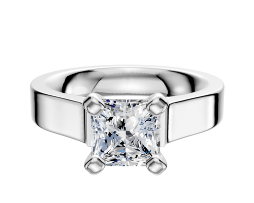 18K White Gold 4 Prong Cathedral Flat 4.0mm Engagement Ring