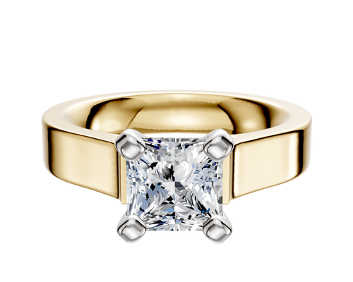 14K Two Tone 4 Prong Cathedral Flat 4.0mm Engagement Ring