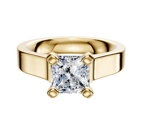 14K Yellow Gold 4 Prong Cathedral Flat 4.0mm Engagement Ring