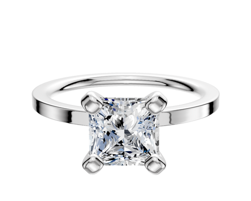 14K White Gold 4 Prong Classic Flat 1.5mm Engagement Ring