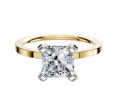 14K Two Tone 4 Prong Classic Flat 1.5mm Engagement Ring