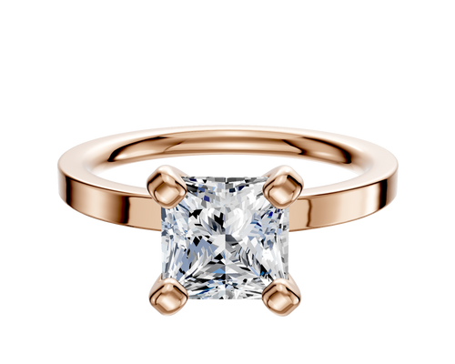 18K Rose Gold 4 Prong Classic Flat 2.0mm Engagement Ring