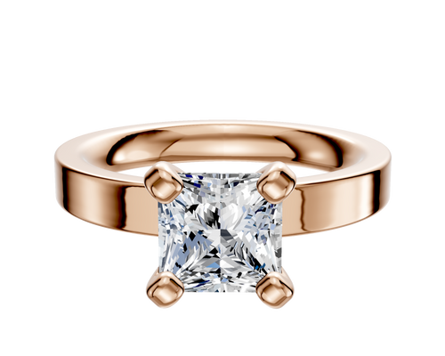 18K Rose Gold 4 Prong Classic Flat 3.0mm Engagement Ring