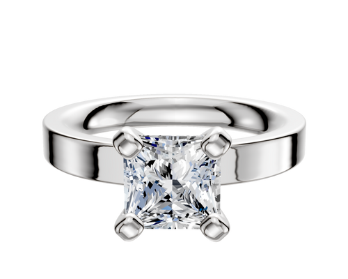 18K White Gold 4 Prong Classic Flat 3.0mm Engagement Ring