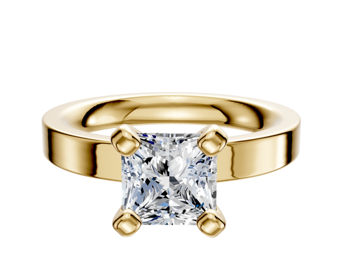 18K Yellow Gold 4 Prong Classic Flat 3.0mm Engagement Ring