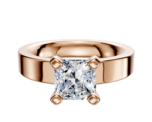 18K Rose Gold 4 Prong Classic Flat 4.0mm Engagement Ring