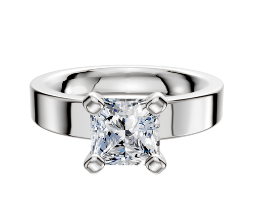 Platinum 4 Prong Classic Flat 4.0mm Engagement Ring