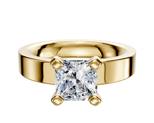 18K Yellow Gold 4 Prong Classic Flat 4.0mm Engagement Ring