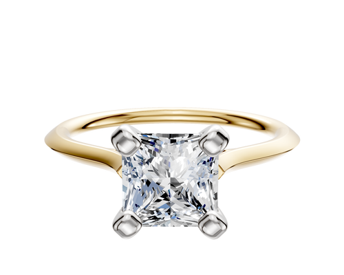 18K Two Tone 4 Prong Cathedral Knife Edge 1.5mm Engagement Ring