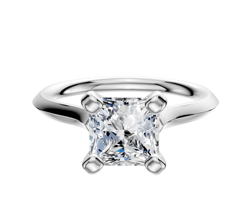 18K White Gold 4 Prong Cathedral Knife Edge 2.0mm Engagement Ring