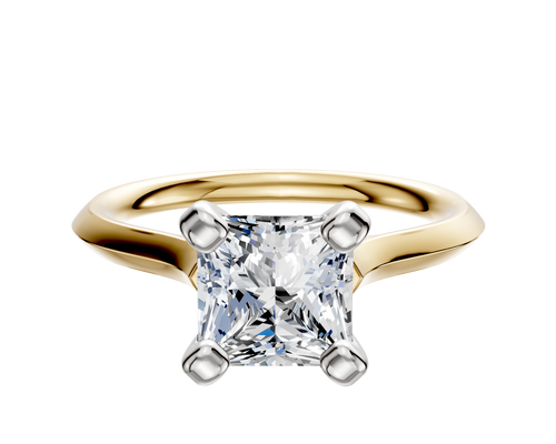 18K Two Tone 4 Prong Cathedral Knife Edge 2.0mm Engagement Ring