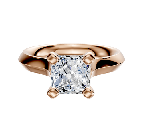 18K Rose Gold 4 Prong Cathedral Knife Edge 3.0mm Engagement Ring