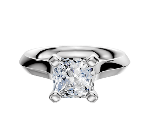 18K White Gold 4 Prong Cathedral Knife Edge 3.0mm Engagement Ring