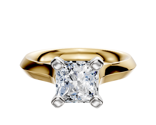 18K Two Tone 4 Prong Cathedral Knife Edge 3.0mm Engagement Ring