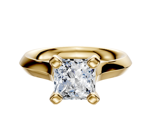 14K Yellow Gold 4 Prong Cathedral Knife Edge 3.0mm Engagement Ring