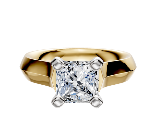 18K Two Tone 4 Prong Cathedral Knife Edge 4.0mm Engagement Ring