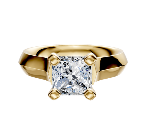 18K Yellow Gold 4 Prong Cathedral Knife Edge 4.0mm Engagement Ring
