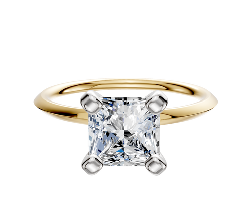 18K Two Tone 4 Prong Classic Knife Edge 1.5mm Engagement Ring