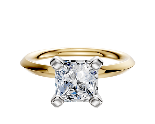 18K Two Tone 4 Prong Classic Knife Edge 2.0mm Engagement Ring