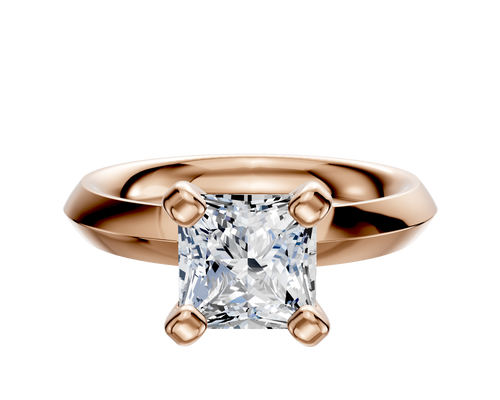 18K Rose Gold 4 Prong Classic Knife Edge 3.0mm Engagement Ring
