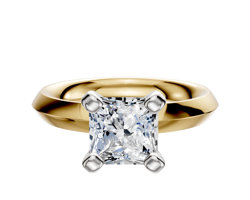 18K Two Tone 4 Prong Classic Knife Edge 3.0mm Engagement Ring