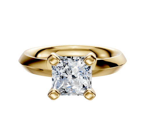 14K Yellow Gold 4 Prong Classic Knife Edge 3.0mm Engagement Ring