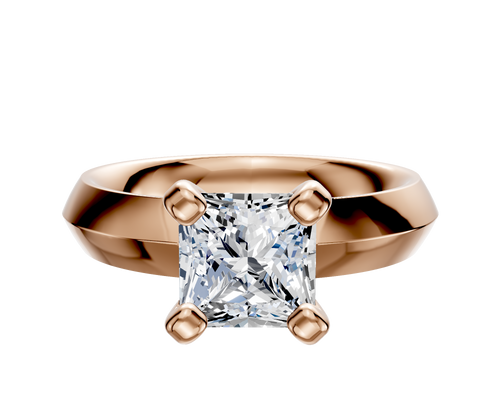 18K Rose Gold 4 Prong Classic Knife Edge 4.0mm Engagement Ring