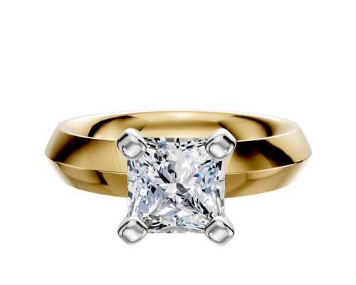 18K Two Tone 4 Prong Classic Knife Edge 4.0mm Engagement Ring