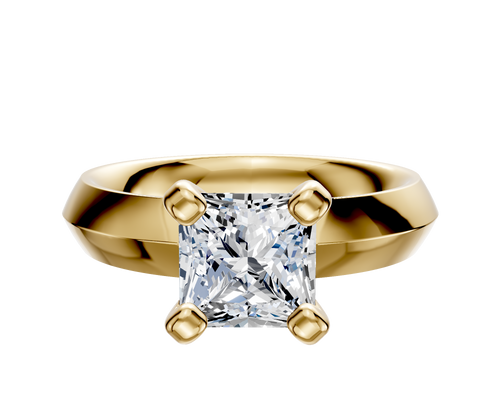 18K Yellow Gold 4 Prong Classic Knife Edge 4.0mm Engagement Ring