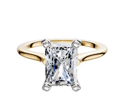 18K Two Tone 4 Prong Cathedral Dome 1.5mm Engagement Ring