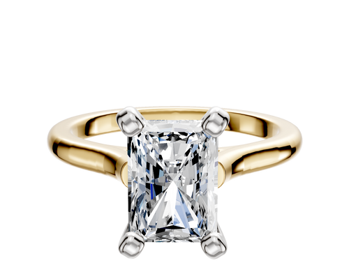 14K Two Tone 4 Prong Cathedral Dome 2.0mm Engagement Ring